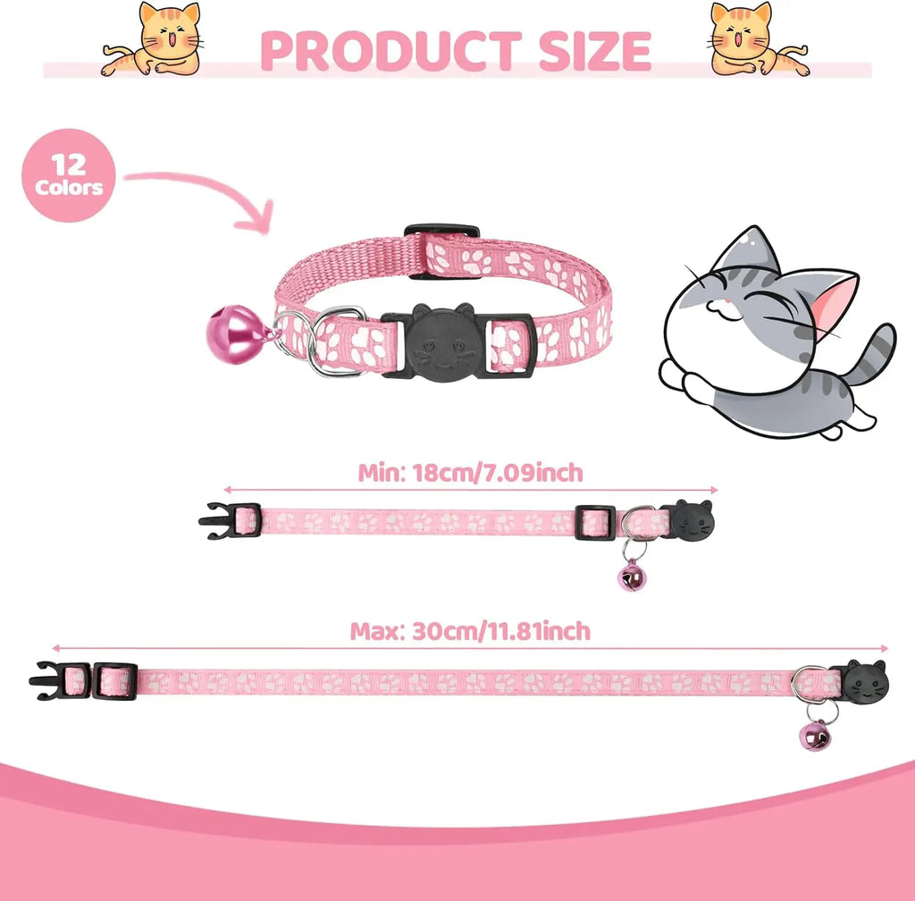 Reflective Cat Collar AirTag Holder Bell Adjustable Domestic
