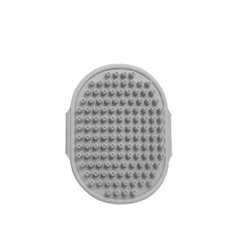 Silicone pet bath brush massage glove pad, gray, with raised grooming nubs