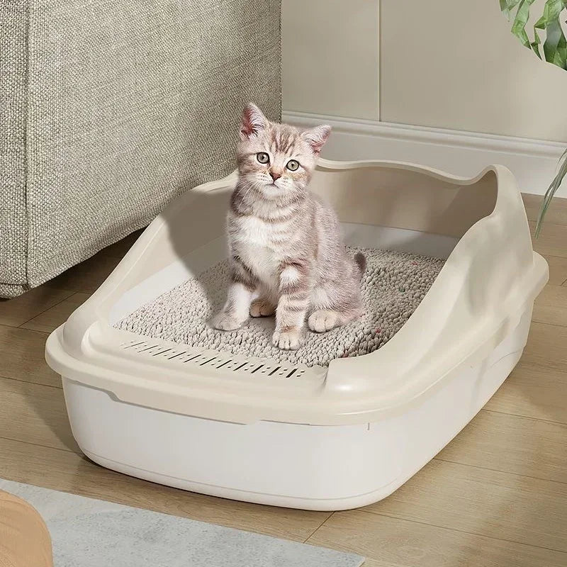 Anti-Splash Cat Litter Box Bedpan Kitten Sandbox Daily Supplies