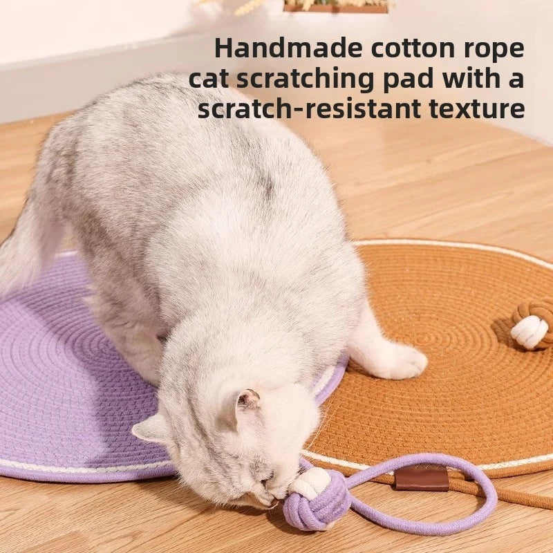 Cotton Rope Cat Scratcher Mat with Self-Play Ball - 2-in-1 Sleeping Pad