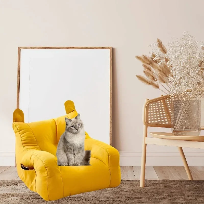 Adorable Cartoon Cat Sofa Bed Washable Plush Indoor Furniture