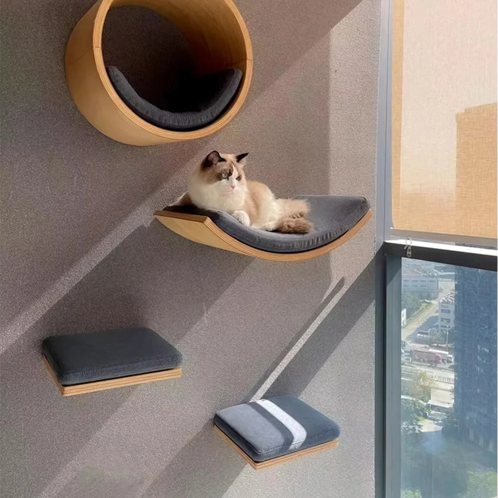 Wall Mounted Cat Shelf Bed Soft Cushion Indoor Perch
