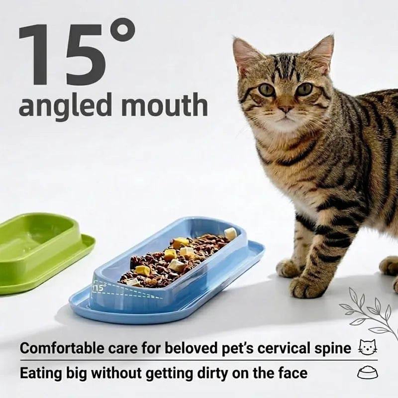 15-Degree Slanted Anti-Ant Non-Slip Pet Feeder Bowl Cats Dogs