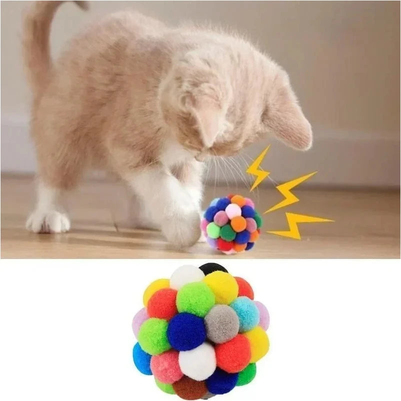 Colorful Plush Bell Ball Toy for Cats and Dogs Play