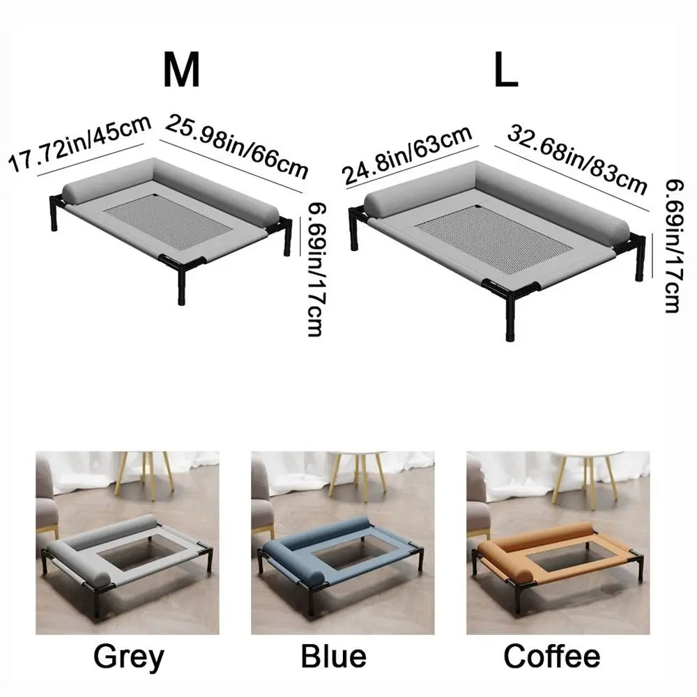 Mesh Elevated Dog Bed with Pillow Breathable Patio Sunbathing