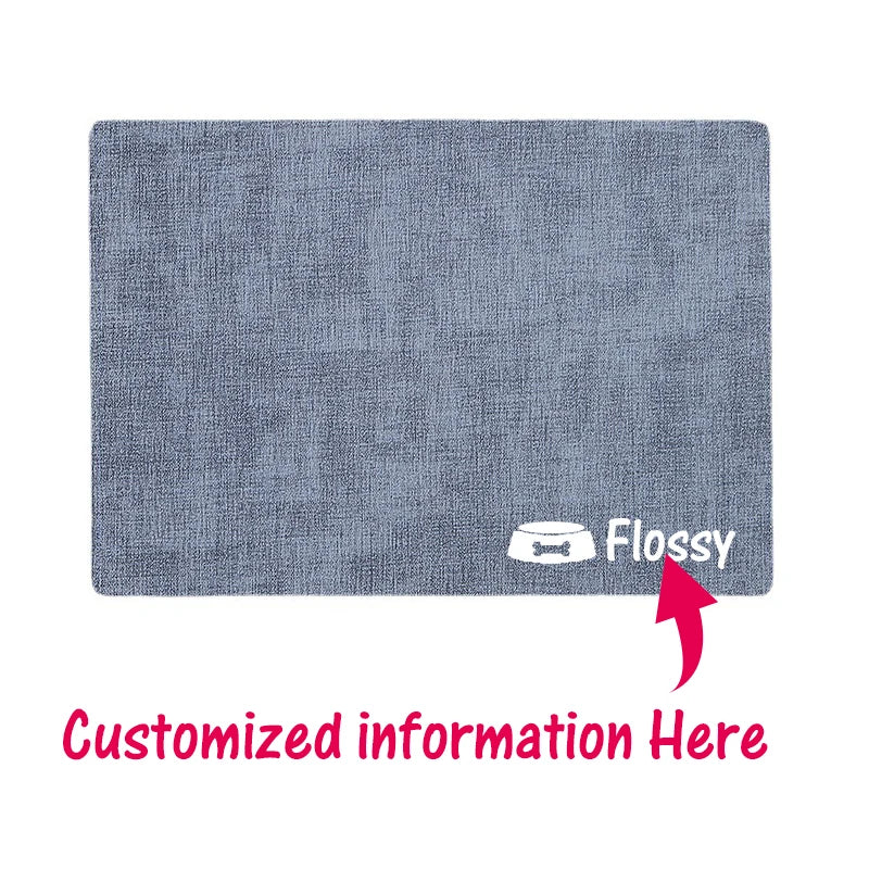 Personalized Custom Name Dog Cat Food Mat Foldable Washable