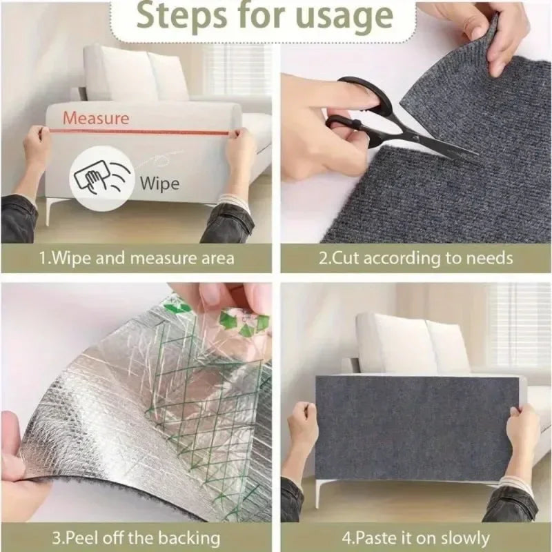 Large Self-Adhesive Cat Scratch Mat Sofa Protector - Trimmable 40x300cm