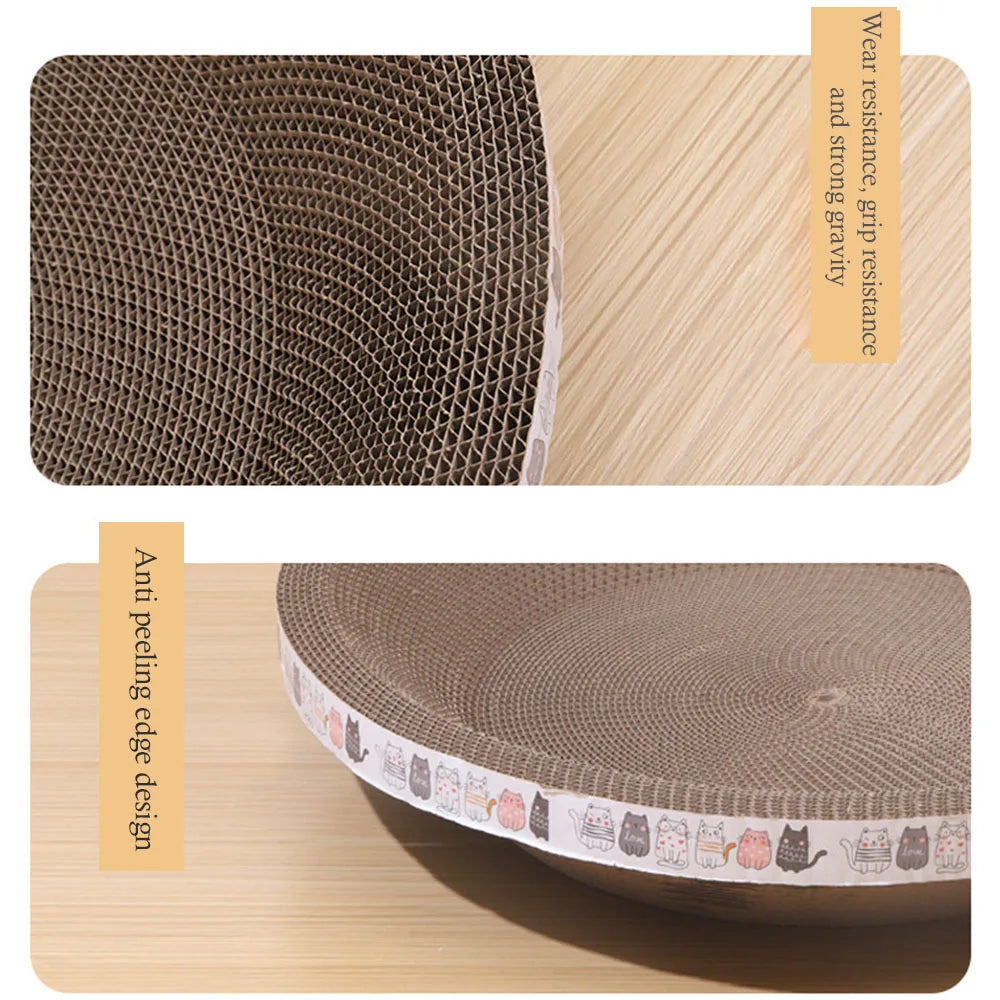 Corrugated Cardboard Cat Scratcher Round Oval Shape - Claw Grinding Toy