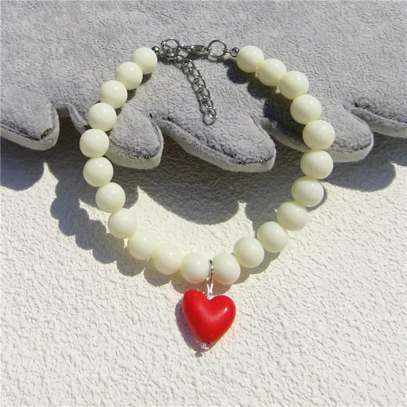Cute Pearl Cat Collar Dog Princess Necklace Jewelry Wedding