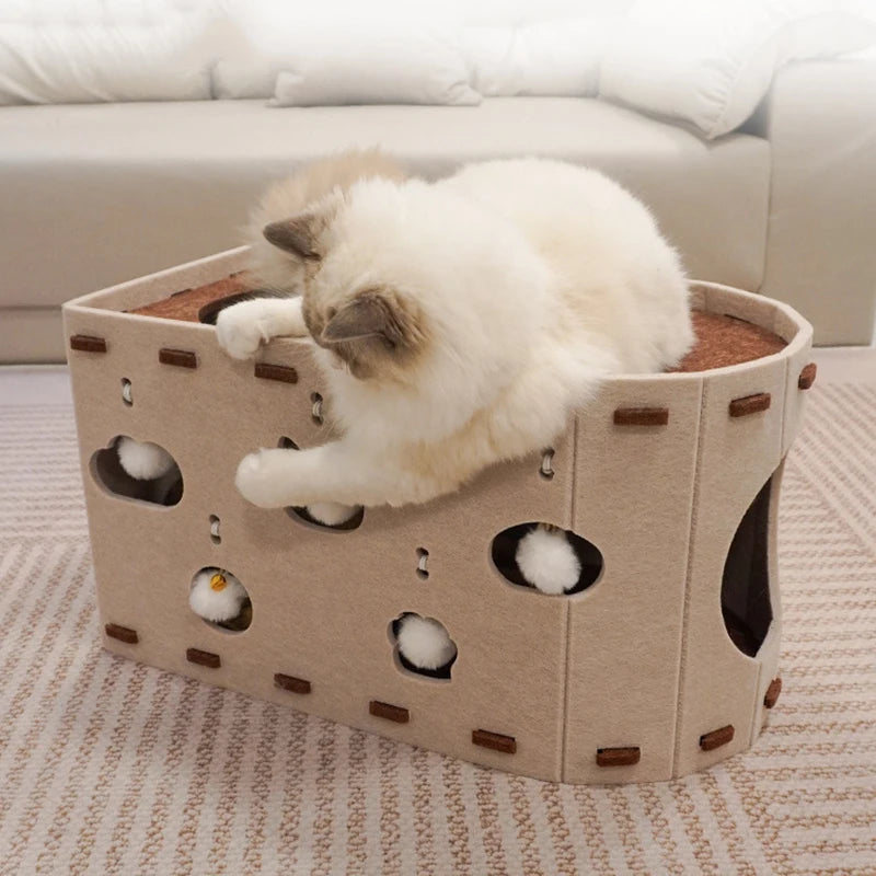 Foldable Tunnel Enclosed Cat Bed Cave Large
