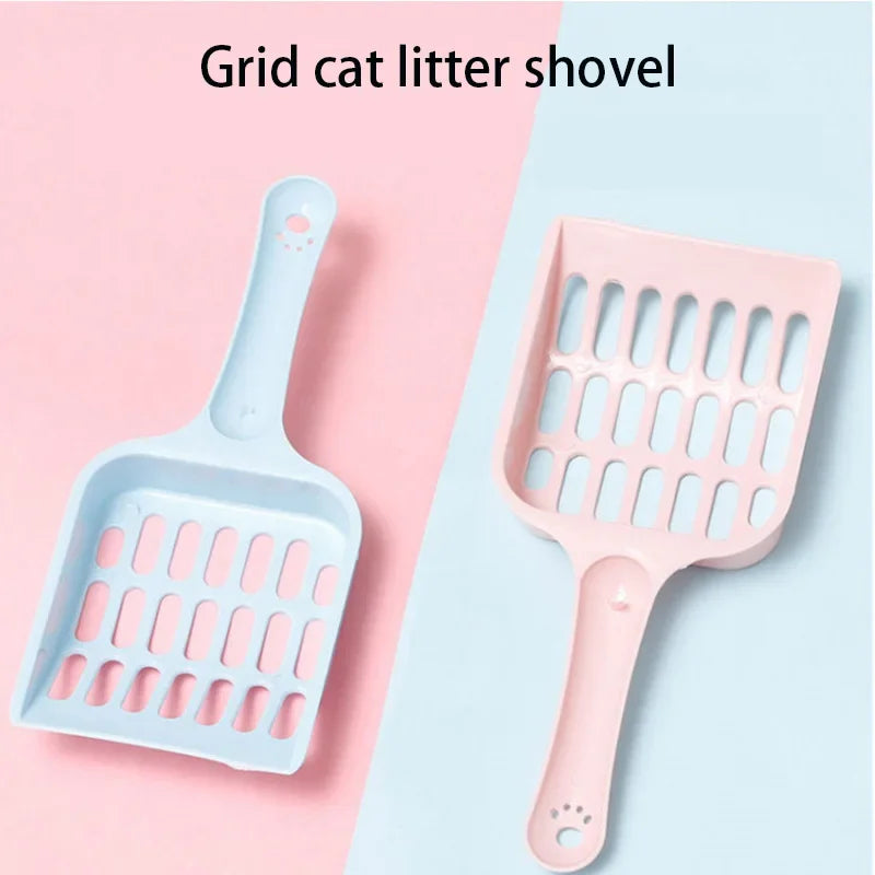 Cat litter sand scoop with square grid holes and light blue handle