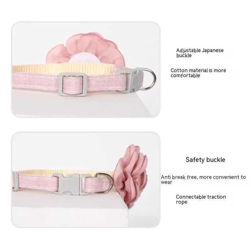 Camellia Flower Cat Collar Cute Princess Birthday Adjustable