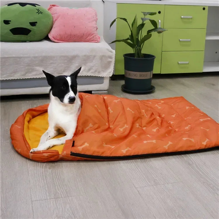 Warm Dog Sleeping Bag Camping Bed Mat for Medium Dogs