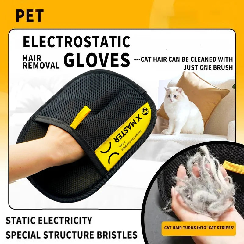 Electrostatic Pet Hair Remover Gloves 2-in-1 Lint Roller