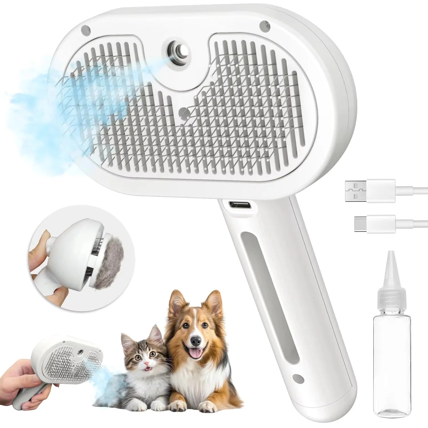 Spray Mist Pet Hair Comb Grooming Brush for Dogs and Cats
