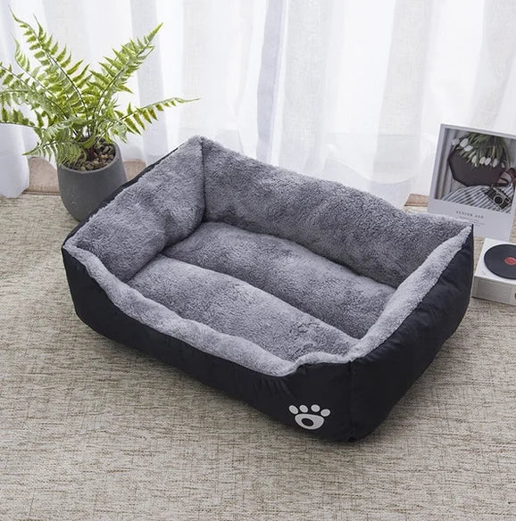 Black Plush Dog Bed Non-Slip Bite-Resistant Sleeping Mat Dogs