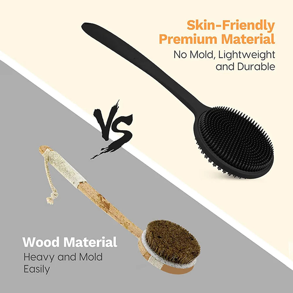 Soft Bath Sponge Scrubbing Brush with Handle Exfoliating