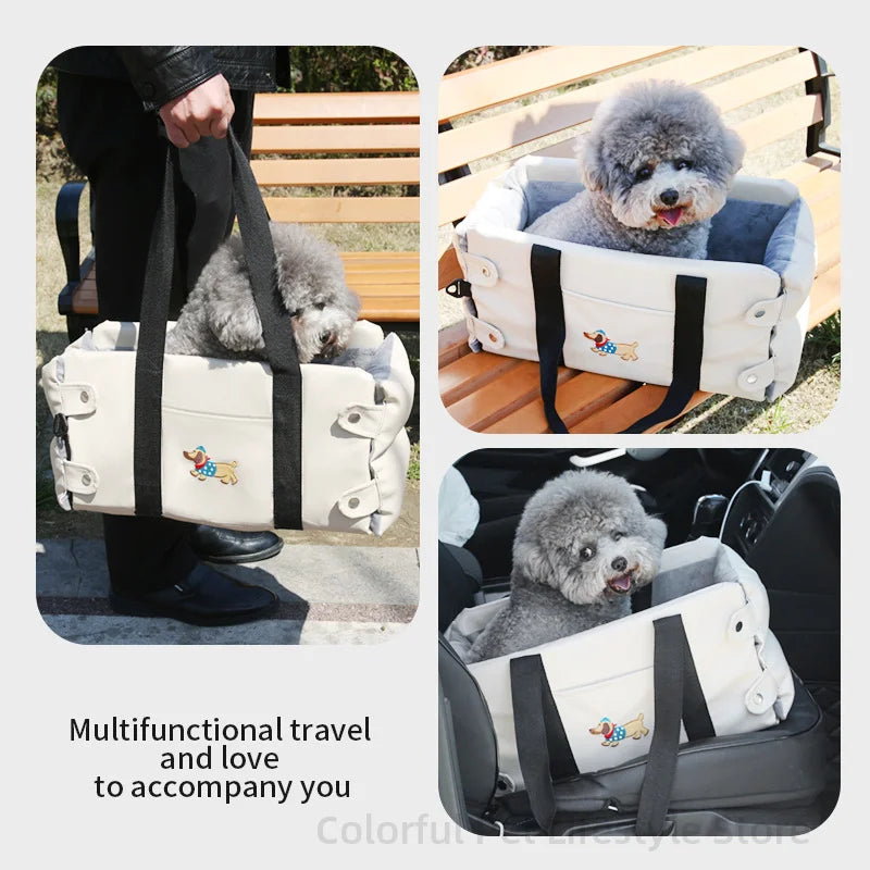 PU Leather Dog Car Seat Central Control Pet Carrier