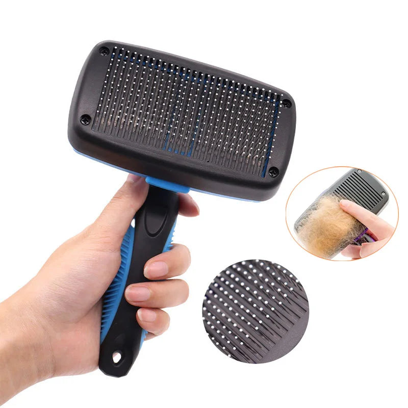 One-Click Self-Cleaning Slicker Brush for Dog and Cat Grooming