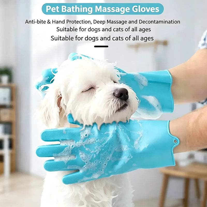 Pet Grooming Bath Glove Hair Remover Mitt for Dogs Cats