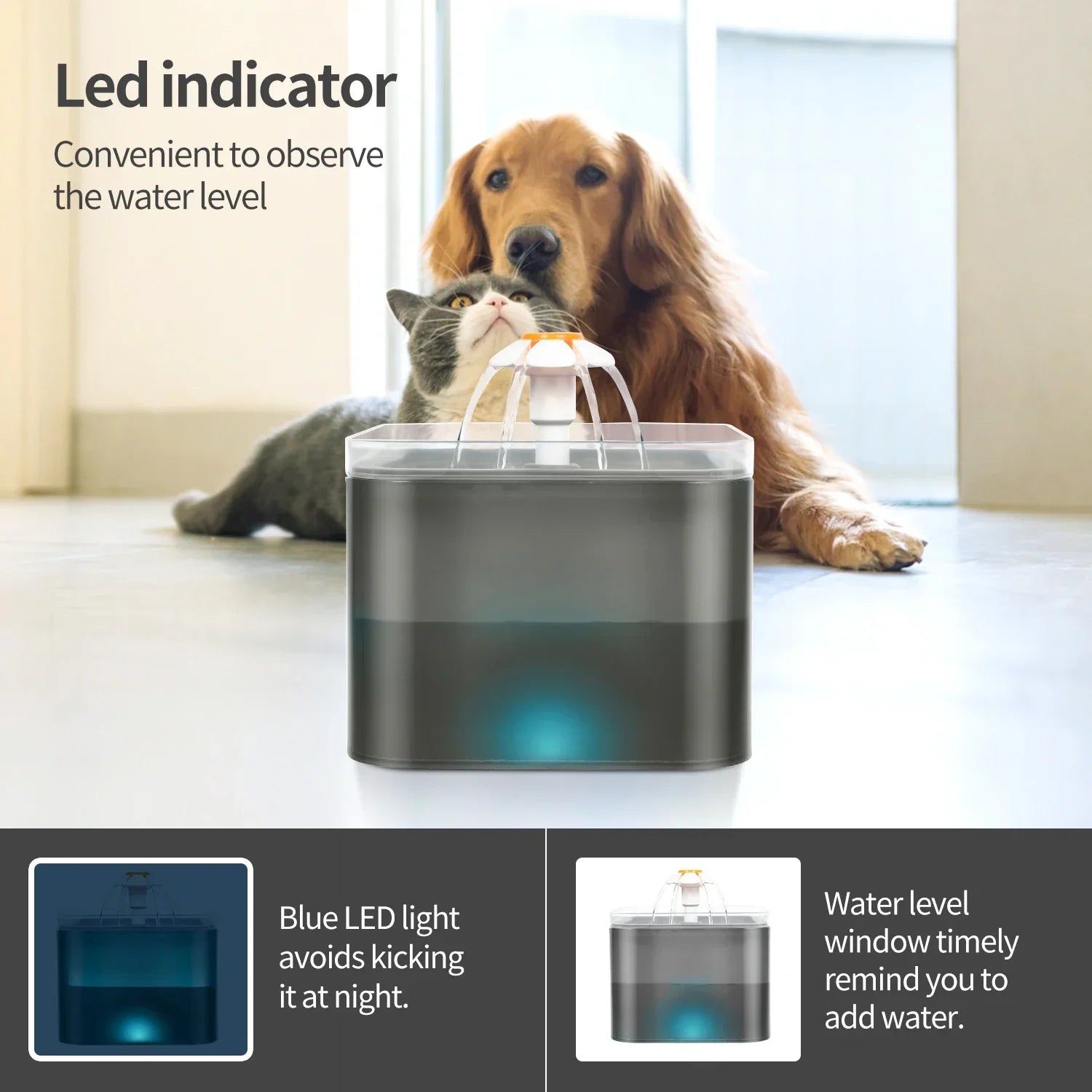 Ultra-Silent 2L Cat Water Fountain | Quiet Pet Fountain USA