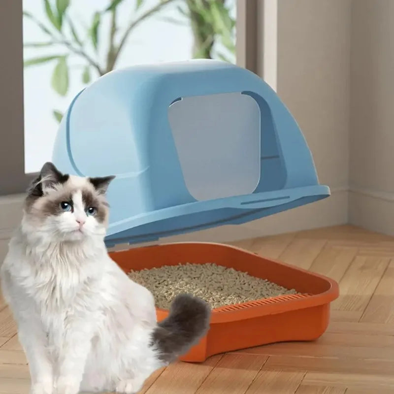 Large Enclosed Cat Litter Box with Lid Kitten Litter Pan