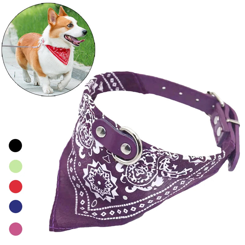 PU Cat Dog Collar Scarf Small Medium Dogs Adjustable Puppy