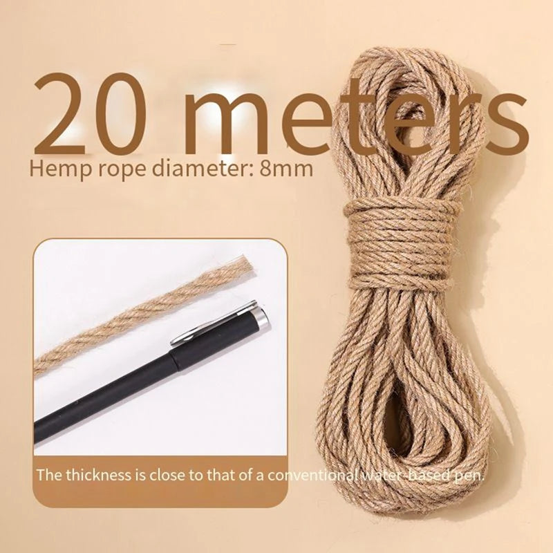 Hemp rope bundle, 8mm diameter, 20m length, tan