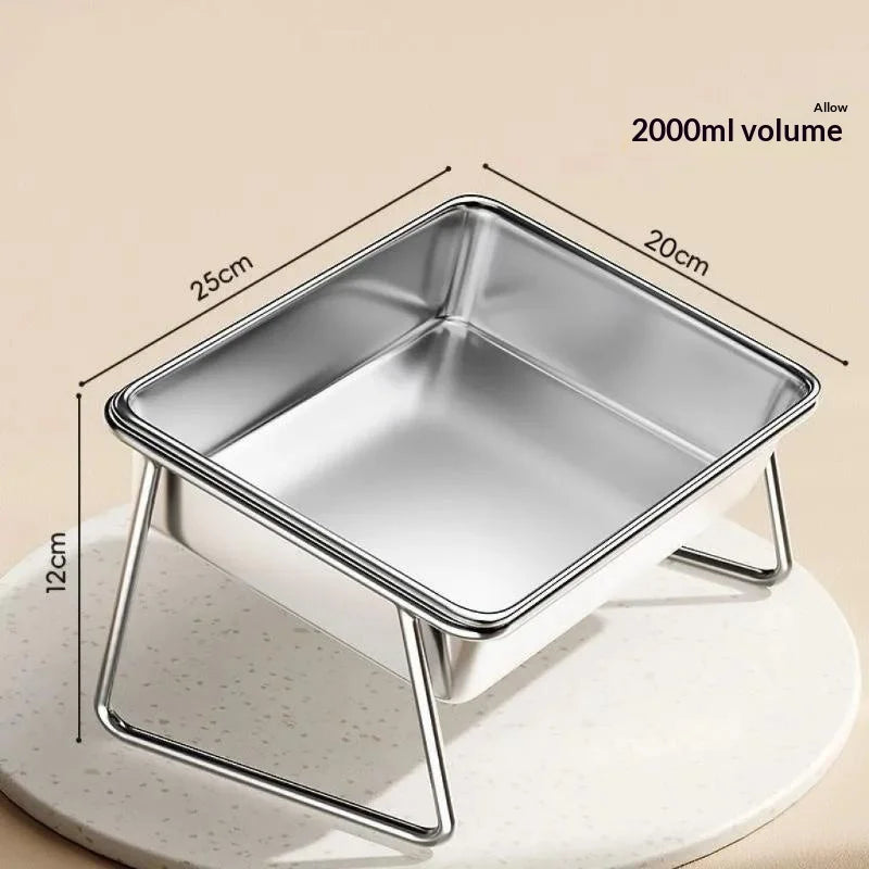Large Tilted Stainless Steel Dog Bowl with Neck Guard