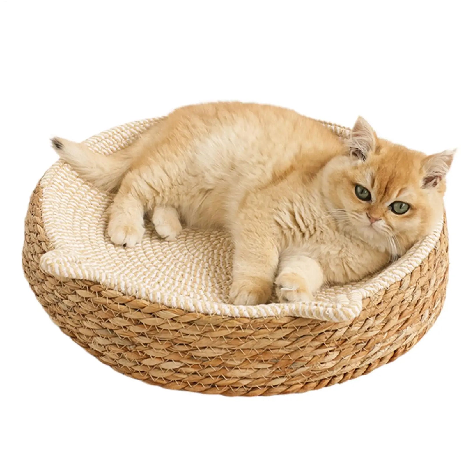 Natural Rattan Woven Cat Sofa Bed Indoor Scratch Board