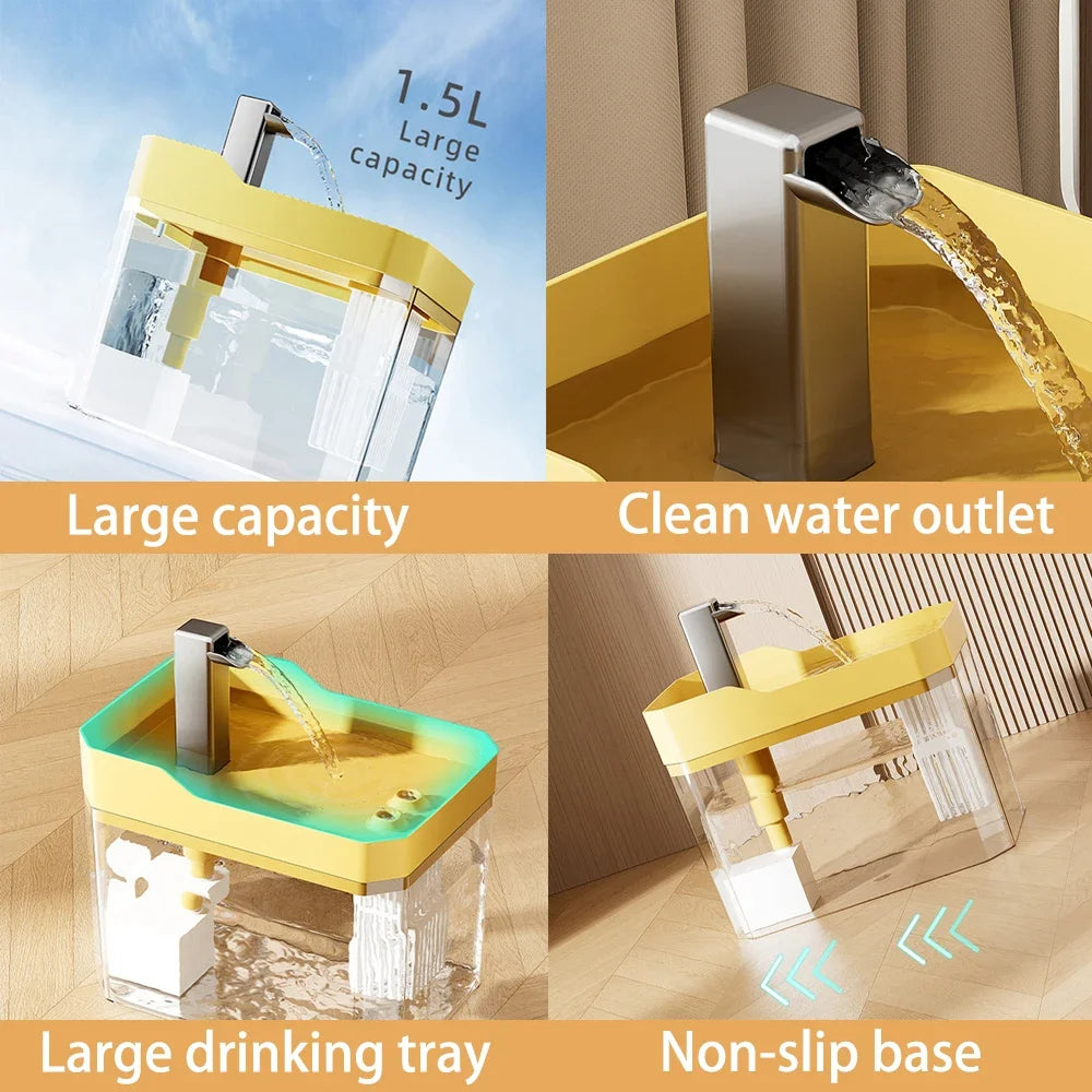 Cat Water Fountain Auto Filter Transparent | See-Through Pet Fountain USA
