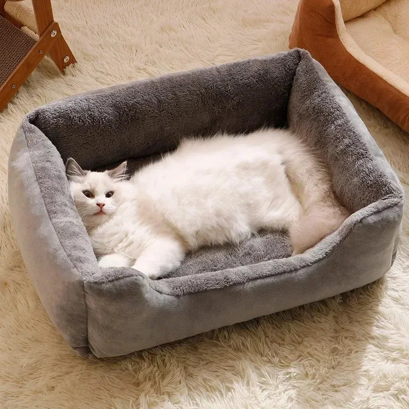 Winter Cat Basket Bed – Warm Kitten House & Habitat