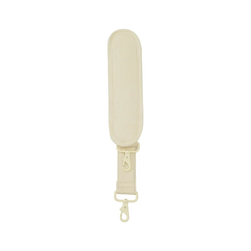Rice white pet bag belt accessory with padded shoulder strap and metal clasps