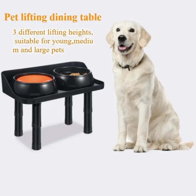 Adjustable Raised Dog Bowl Stand with Non-Slip Silicone Mat