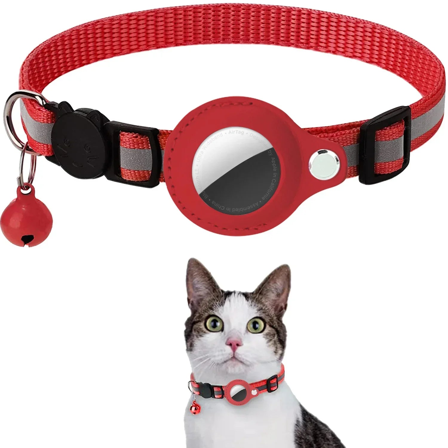 Waterproof Breakaway Cat Collar Bell Reflective AirTag Holder