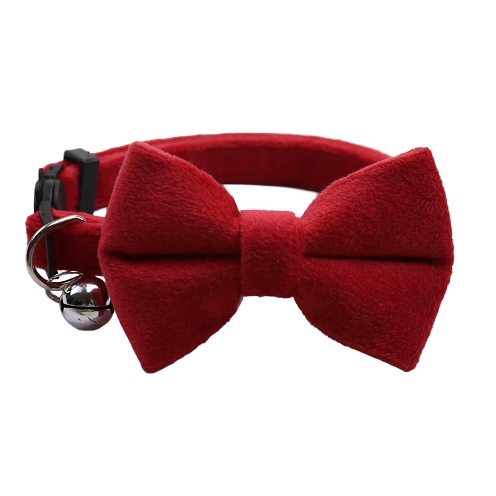 Red velvet cat collar bowknot with bell and adjustable buckle
