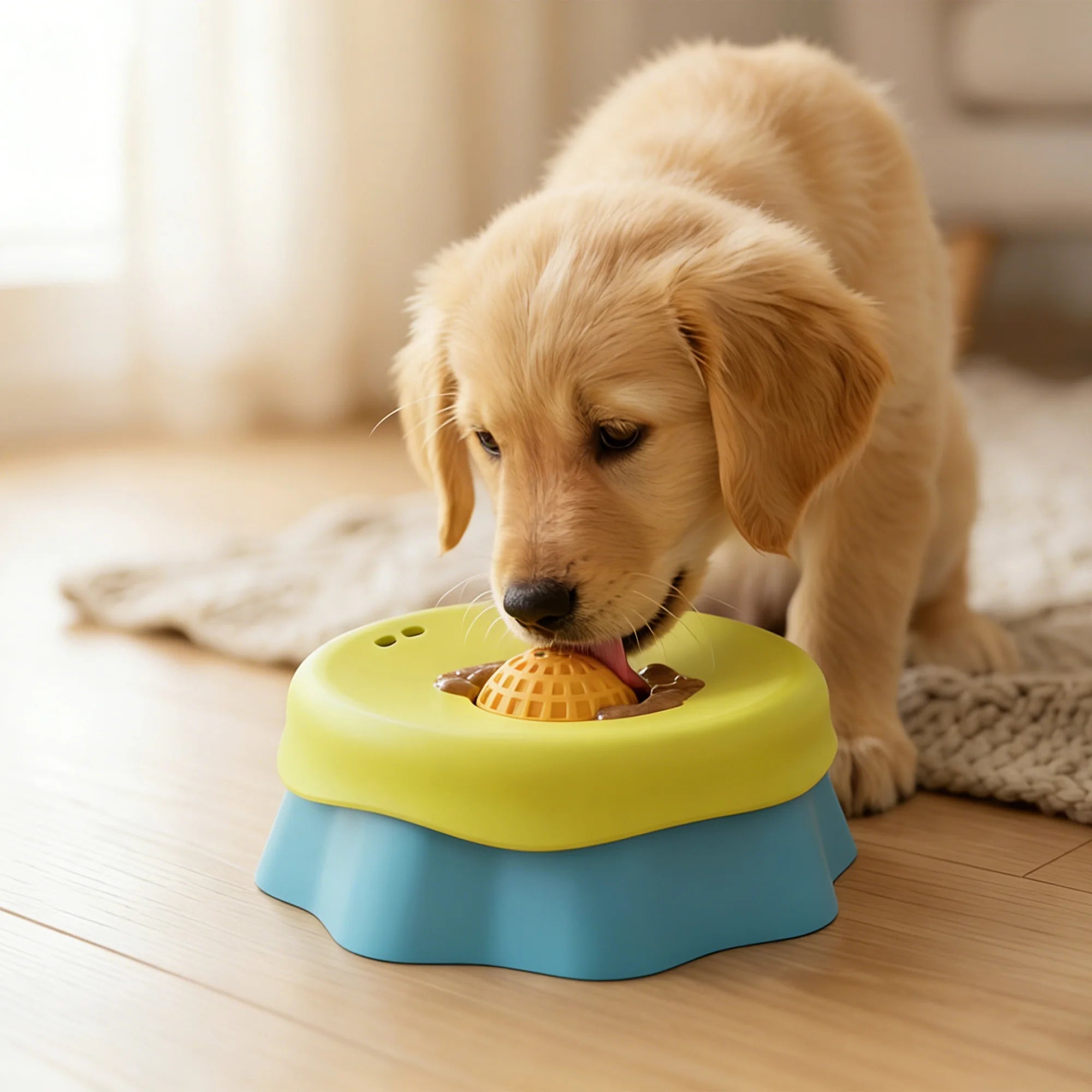 Interactive Lick Bowl Slow Feeder with Rolling Ball for Dogs