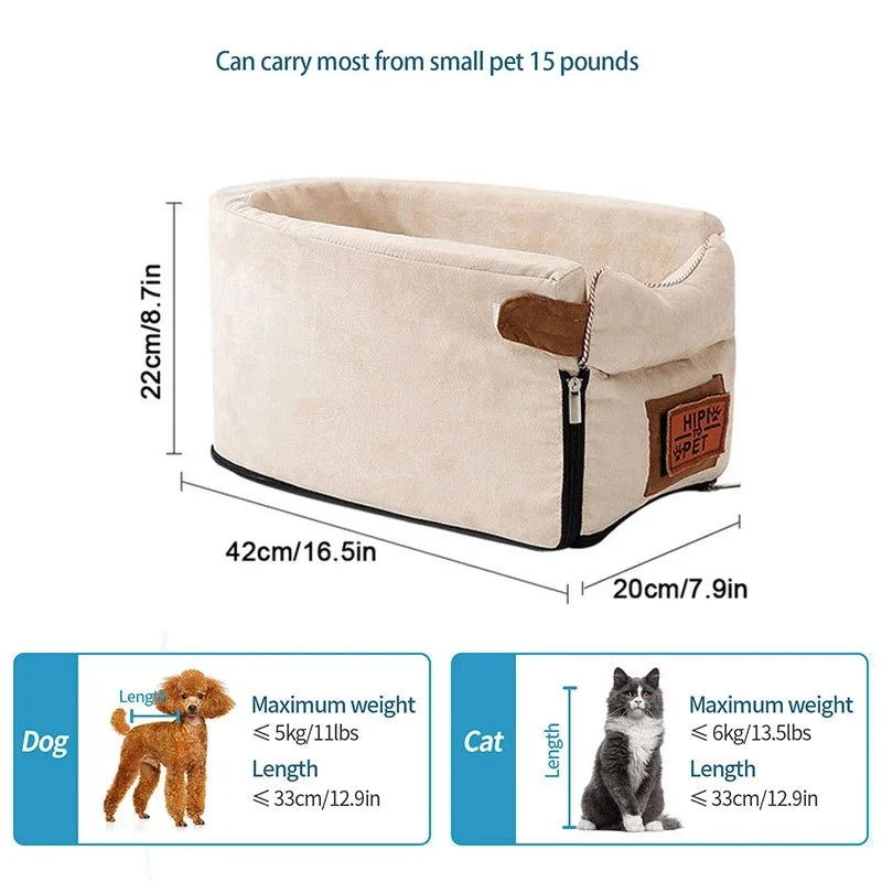 Portable Pet Car Seat for Small Dogs and Cats