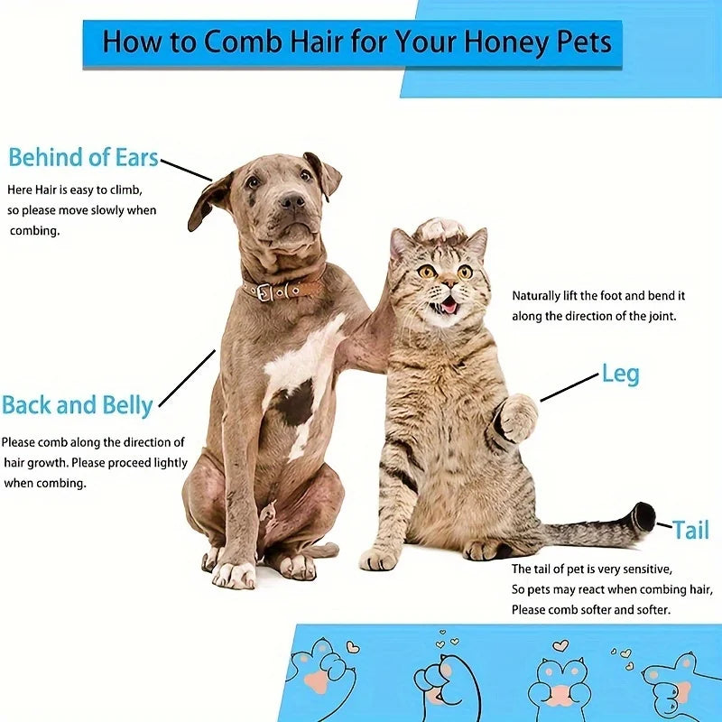 Deshedding Comb Pet Hair Remover Brush Long Hair Dogs Cats