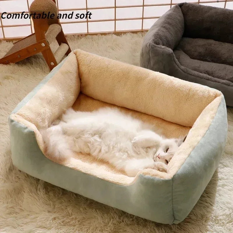 Winter Cat Basket Bed – Warm Kitten House & Habitat