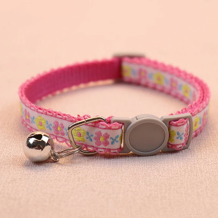 Floral Embroidered Cat Collar Durable Lace Bell Premium