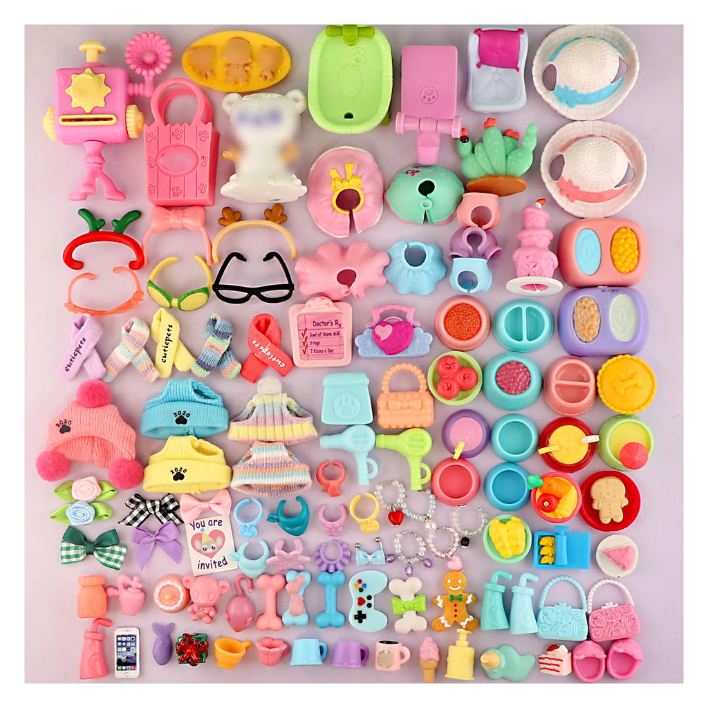 Pet collar and accessories set, mixed pastel charms and loops, 15-piece assortment