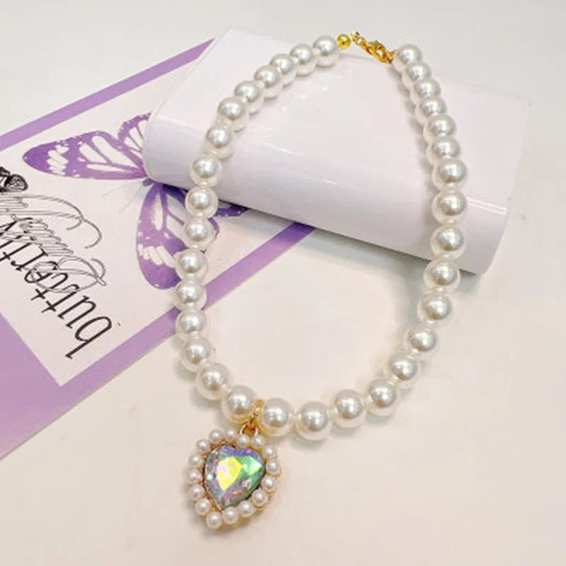 Cute Pearl Cat Collar Adjustable Kitten Necklace Summer