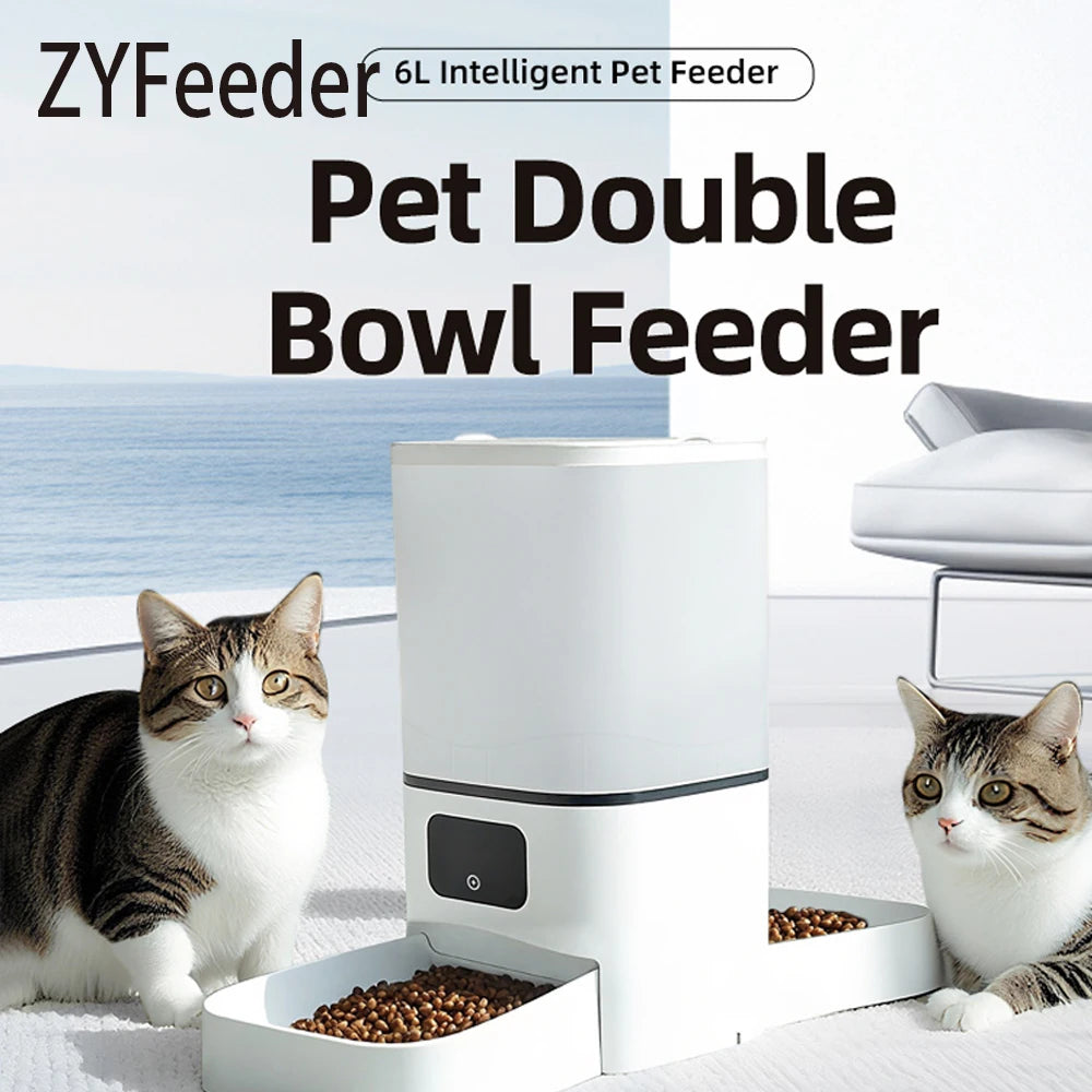 6L WiFi Smart Double Bowl Pet Feeder