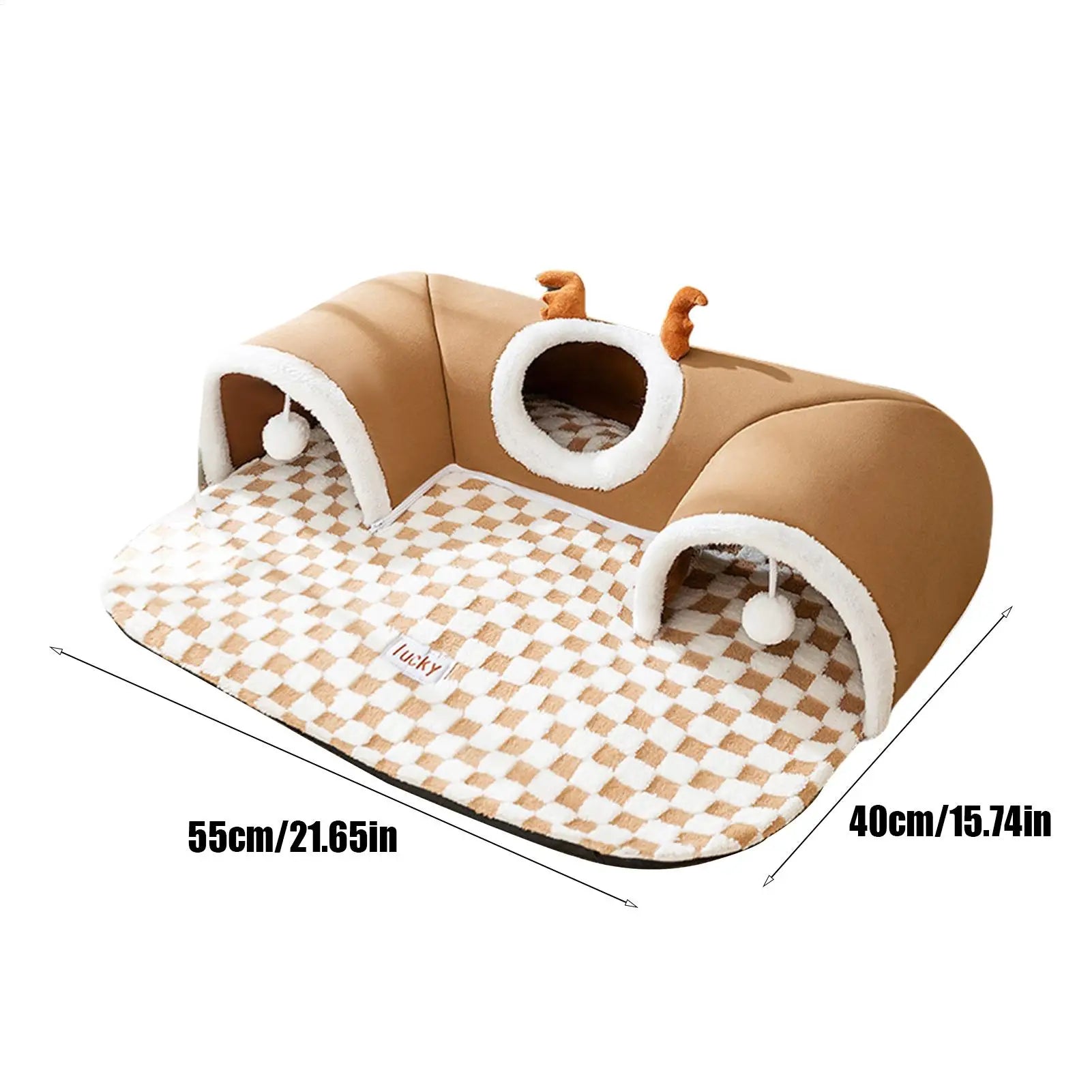 Cat Tunnel Play Bed Warm Foldable Indoor Plush Shelter