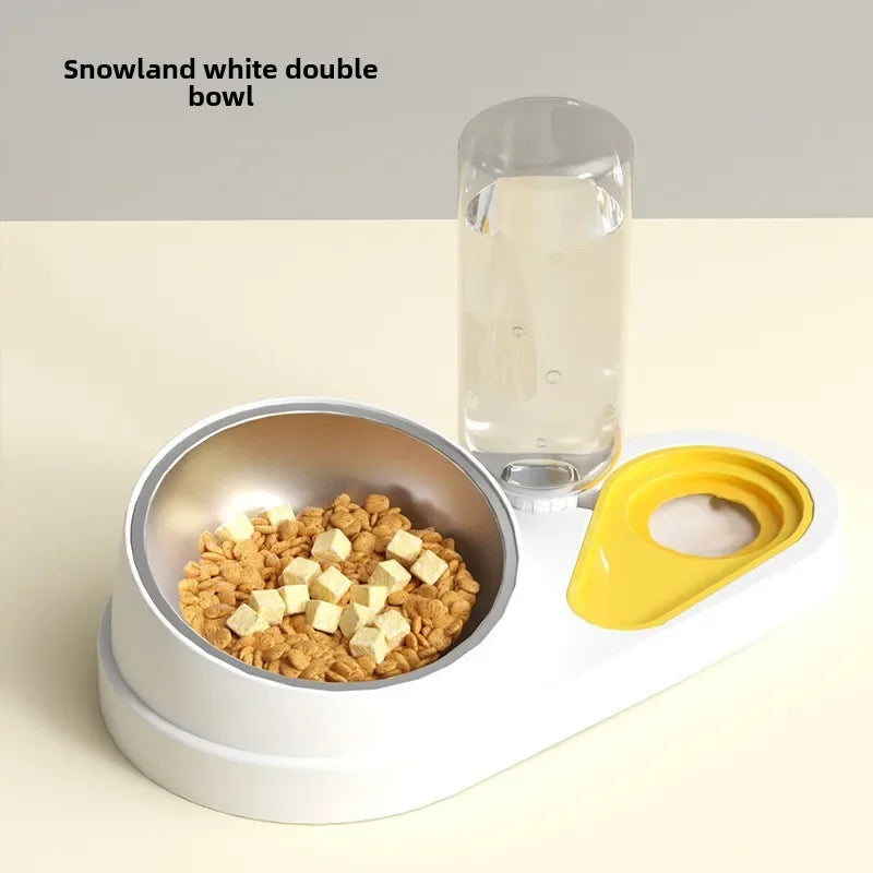 Double Bowl Pet Feeder with Auto-Refill Water Dispenser