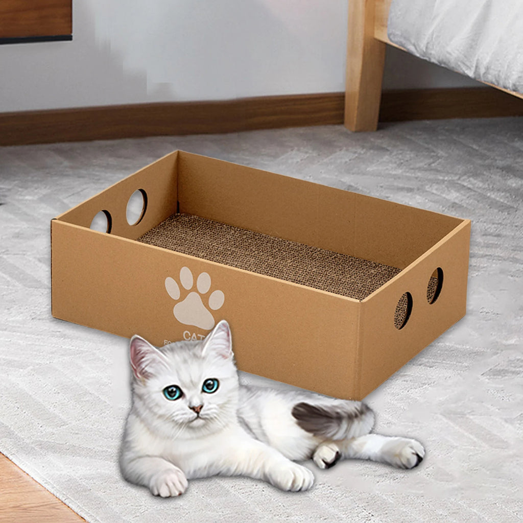 Cat Scratching Box House - Large Corrugated Cardboard Scratcher Pad