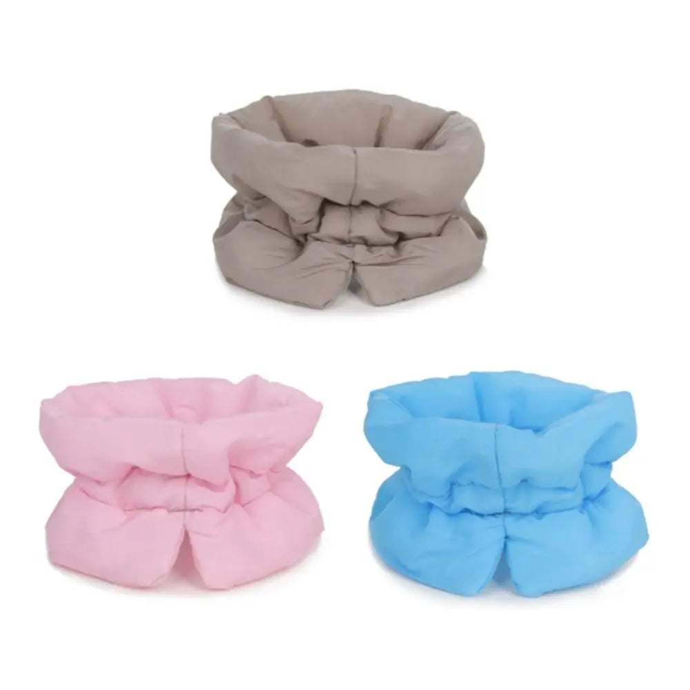 Waterproof cat recovery collars in gray, pink, and blue, padded anti-lick ruffled style