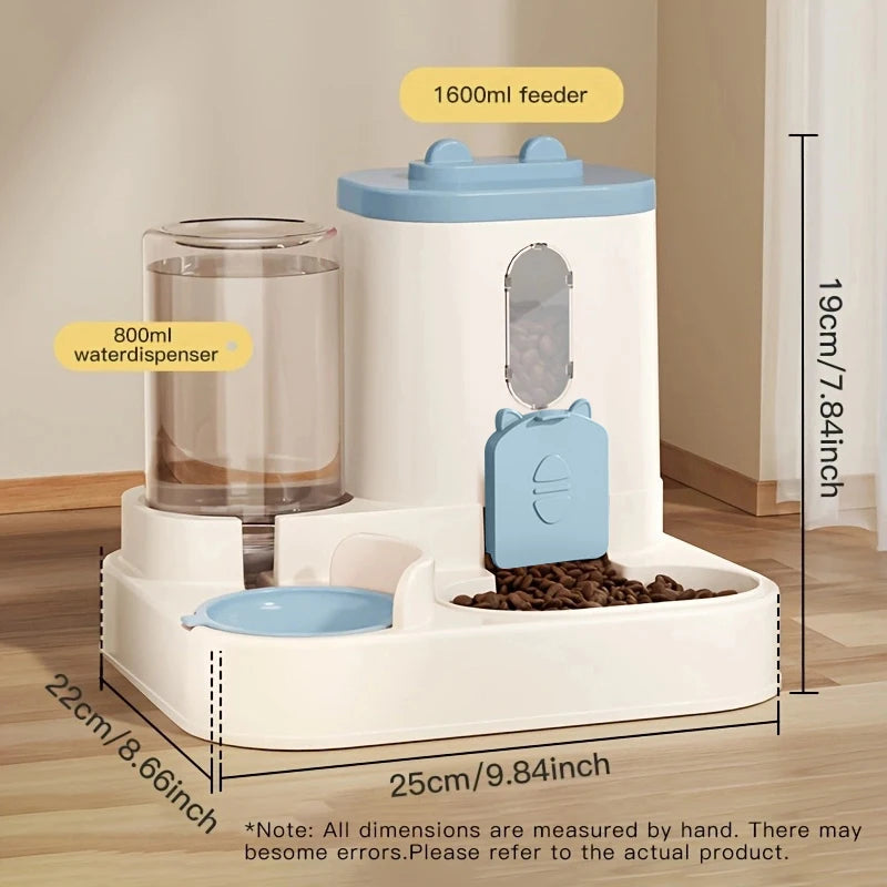 Integrated Auto Water Dispenser Cat Dog Food Bowl Pet Feeder