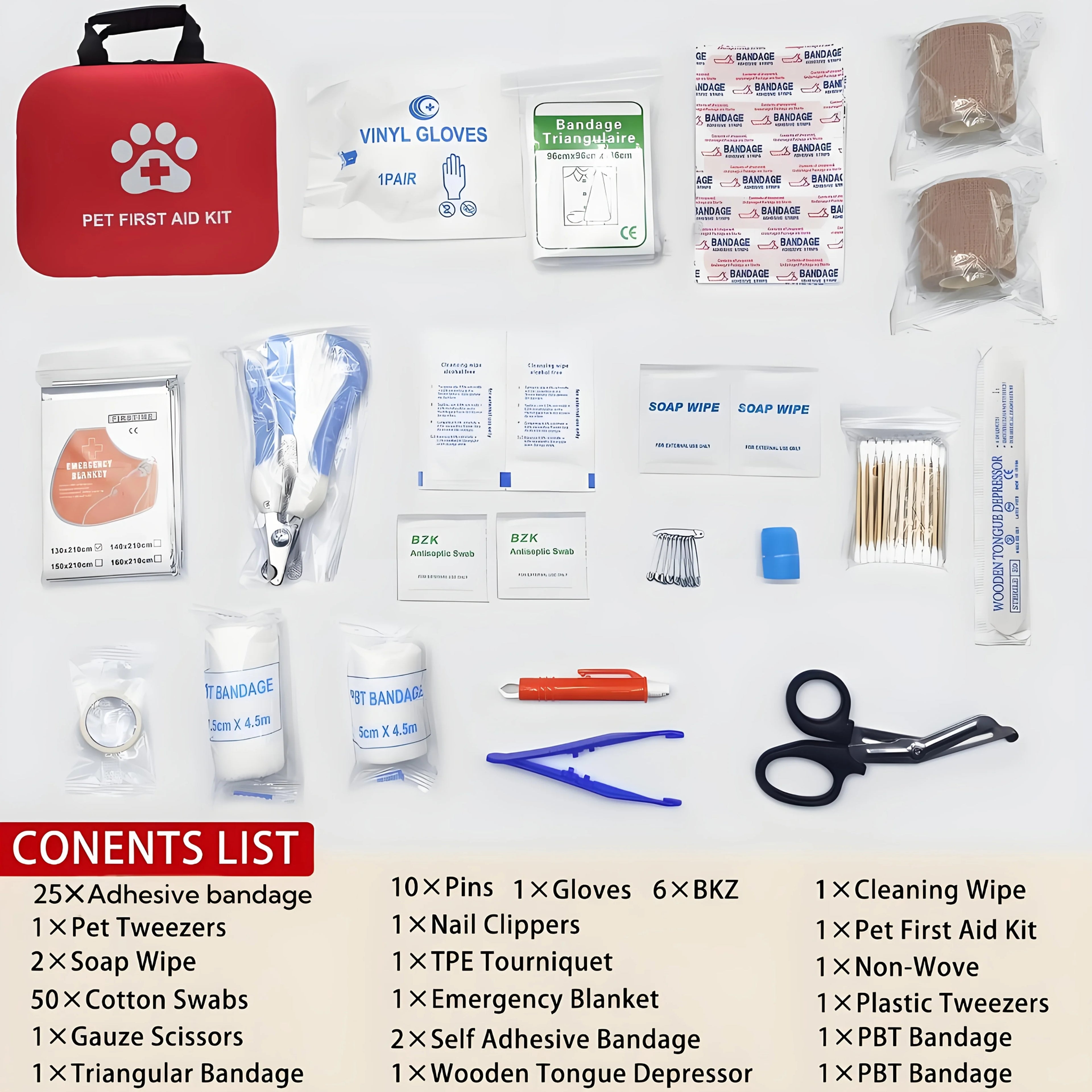 Pet First Aid Kit Emergency Survival Supplies for Dogs Reptiles